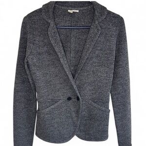 Women’s Gray Knit Sweater Blazer Cardigan Jacket XS Merino Wool Blend Workwear
